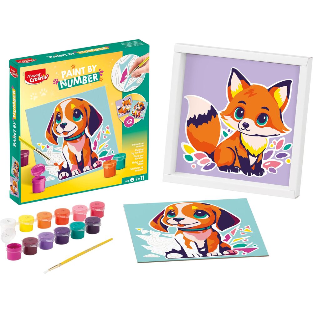 Maped Creativ Peinture par Numéros – Chien et Renard – Activité de Peinture pour Enfants