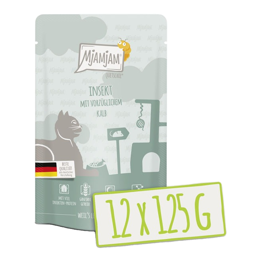 [Peut être servi frais pour l'été] MjAMJAM Nourriture humide premium pour chat au veau - 12 x 125 g