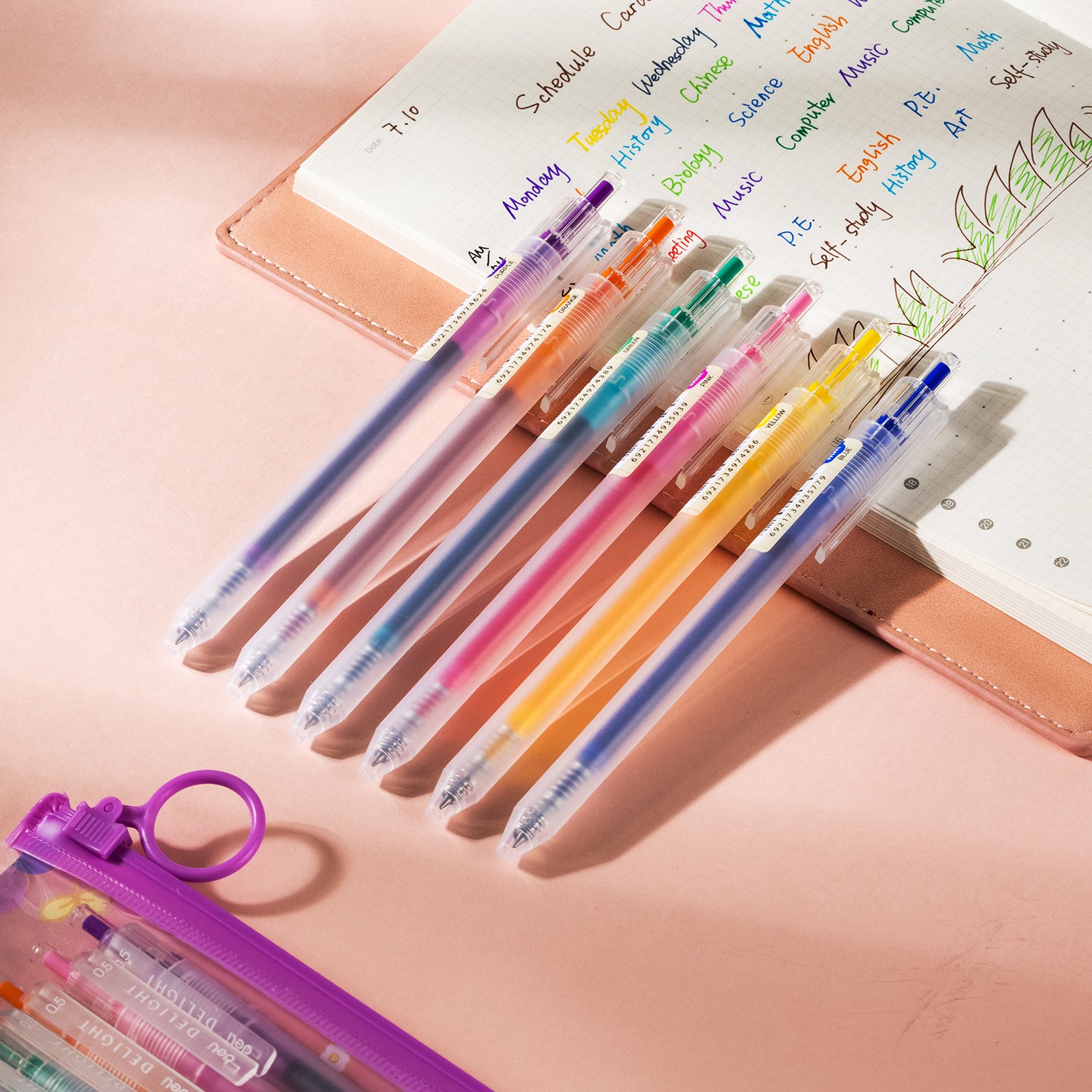 Deli Stylos gel 0,5 mm, Fournitures d’écriture de bureau, Lot de 6 (Rouge/Bleu/Jaune)