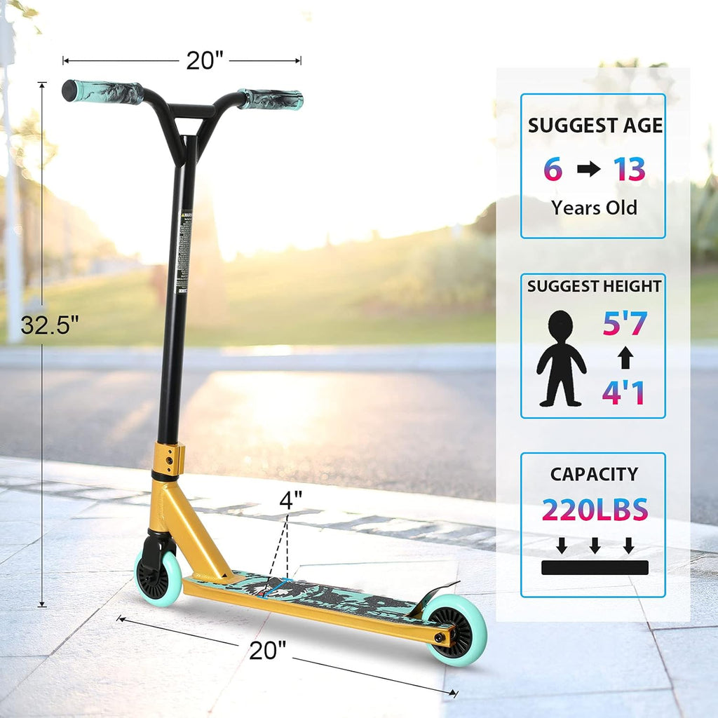 VOKUL S2 Pro Trottinette freestyle BMX pour enfants dès 6 ans de niveau débutant en aluminium