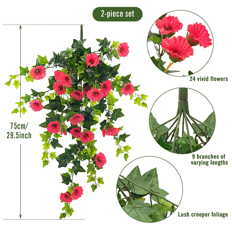 YueJia Lot de 2 bouquets suspendus de fleurs artificielles en soie pétunia - 75 cm