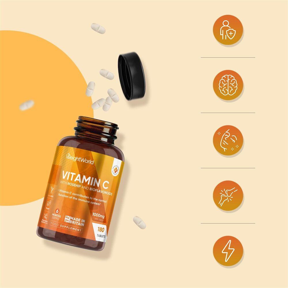 WeightWorld Vitamine C avec cynorrhodon et bioflavonoïdes 1000 mg 180 comprimés