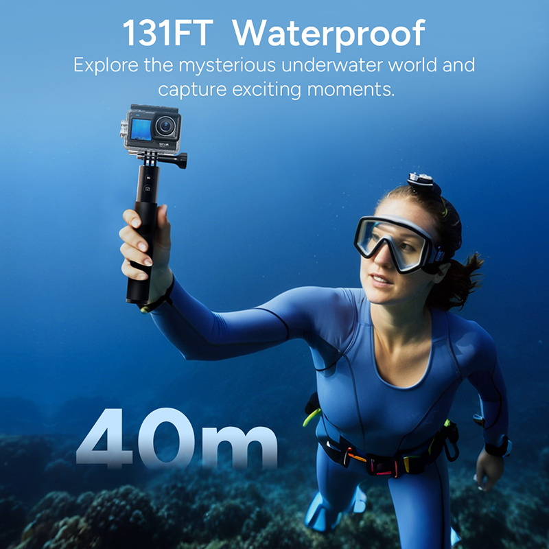 SJCAM SJ11 Caméra d'action, double écran tactile 2,33 pouces / selfie 1,3 pouce, 4K 30fps, stabilisation EIS 6 axes, étanche 5 m (avec boîtier 30 m), autonomie 100 min, 20 MP