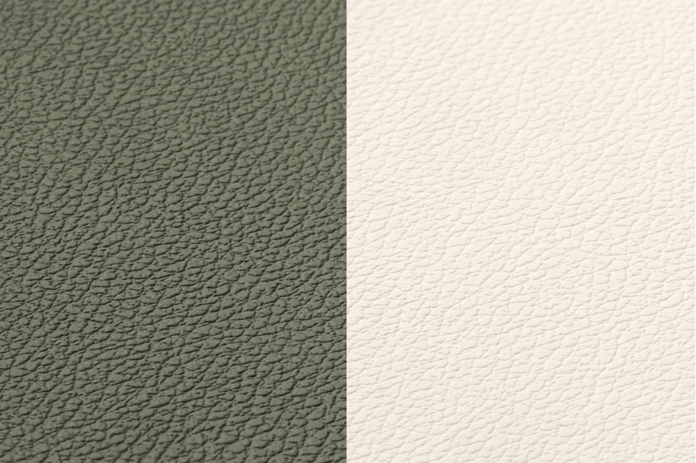 Björn Lot de 6 set de table rectangulaires réversibles en cuir recyclé - Blanc crème et gris-vert