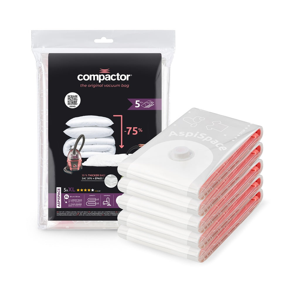 COMPACTOR Aspispace Sacs de Rangement sous Vide XL Lot de 5