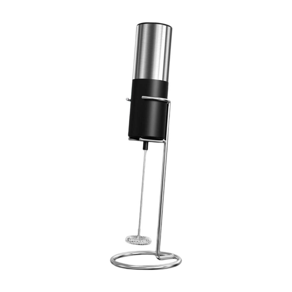 KitchenCook KFOAM Mousseur à lait électrique à piles avec fouet en acier inoxydable 304 et support