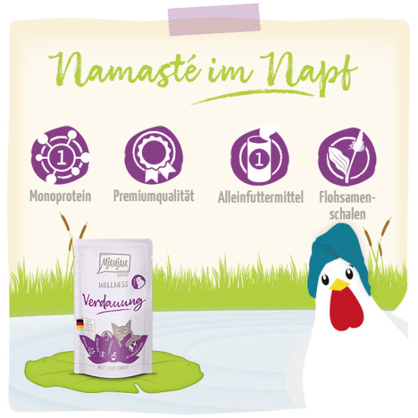 MjAMJAM Nourriture humide pour chat poulet soutien digestif bien-être 125 g