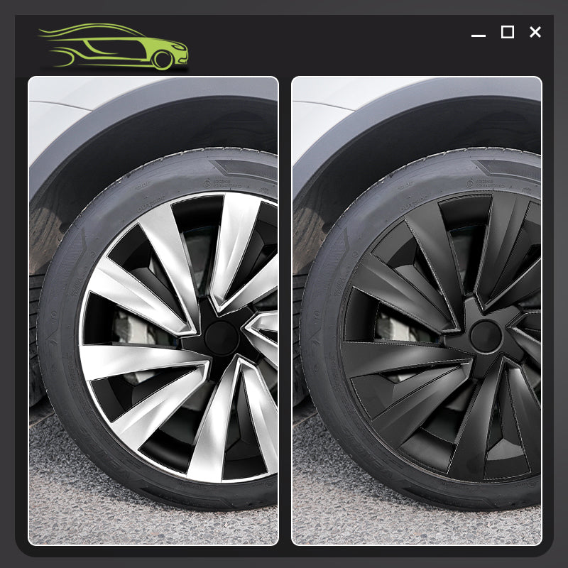 MOTENIO 4 pièces Enjoliveurs de roue haut de gamme pour Tesla Model Y Juniper (2025-2026) 19 po Enjoliveurs durables Noir mat Style turbine Couverture complète Caches-moyeux de roue