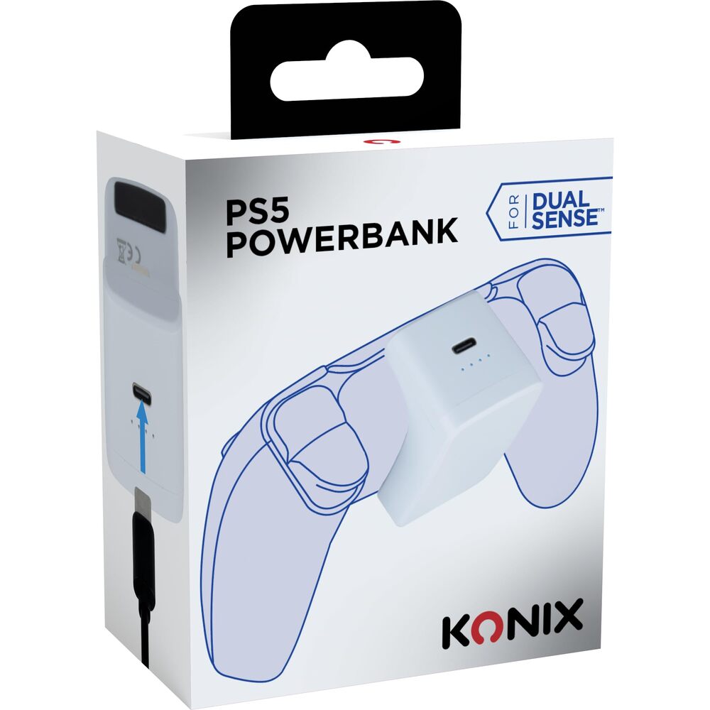 Konix Batterie externe pour manette DualSense PS5 - Indicateur de charge LED - 10 modes d'éclairage RVB - Noir