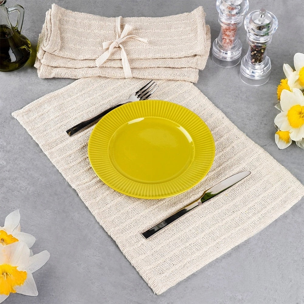 Koopman Lot de 4 sets de table en coton - Beige - 30 x 45 cm