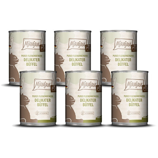 MjAMjAM [Peut être servi frais pour l'été] Aliment humide pur pour chat au buffle - 400 g x 6