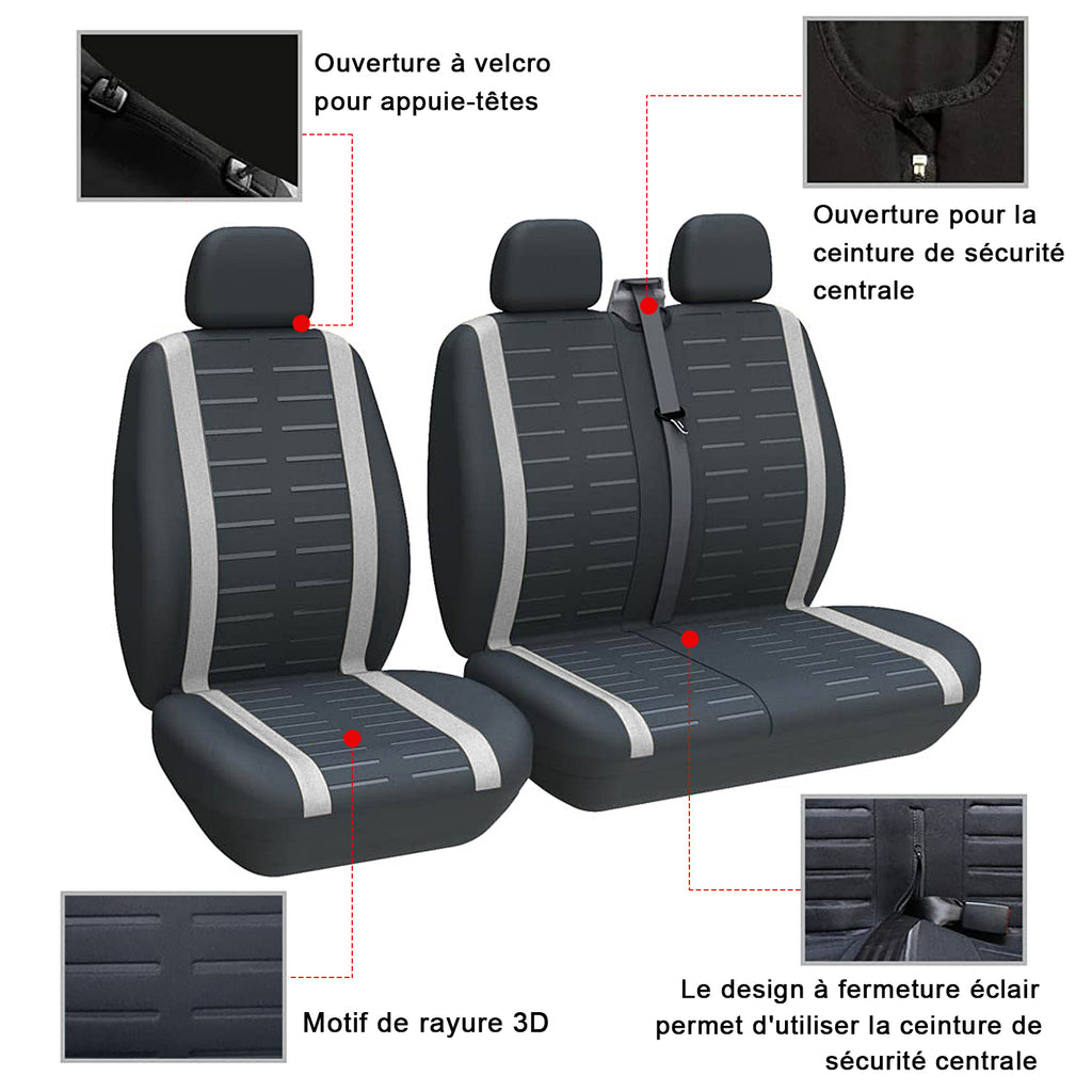 Porbi Y37716 Ensembles de housses de sièges auto, Gris