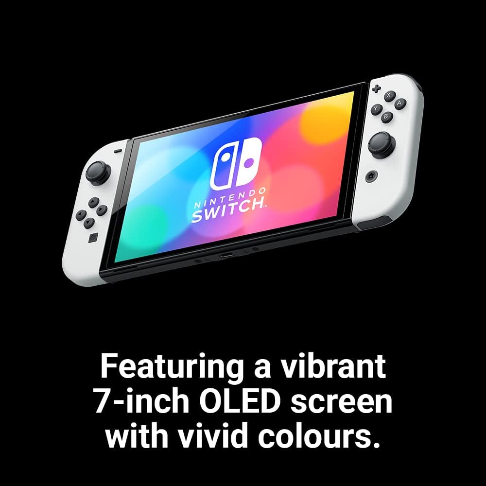 Nintendo Switch (modèle OLED) avec station d’accueil et paire de Joy-Con blanches - Version EU