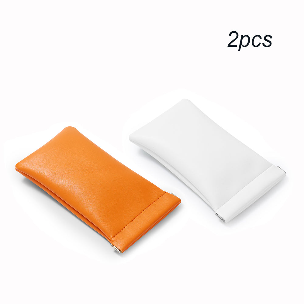 Oirlv 2 pcs Mini Trousse de Maquillage Automatique Fermée Étanche Cuir PU Sac de Rangement pour Écouteurs Sac à Pièces Sac Portefeuille Zéro Sac de Rangement pour Rouge à Lèvres Bijoux