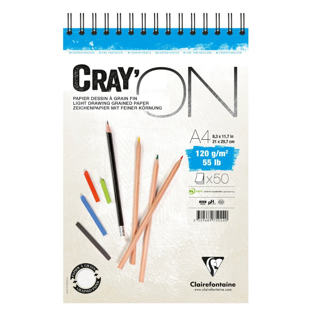 CLAIREFONTAINE Bloc Cray'ON R.I. A4 50 feuilles 120g