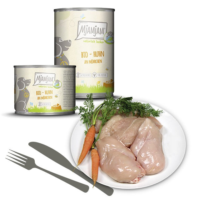 [Peut être servi frais pour l'été] MjAMjAM Nourriture humide pour chien poulet carotte bio naturelle - 400 g x 6