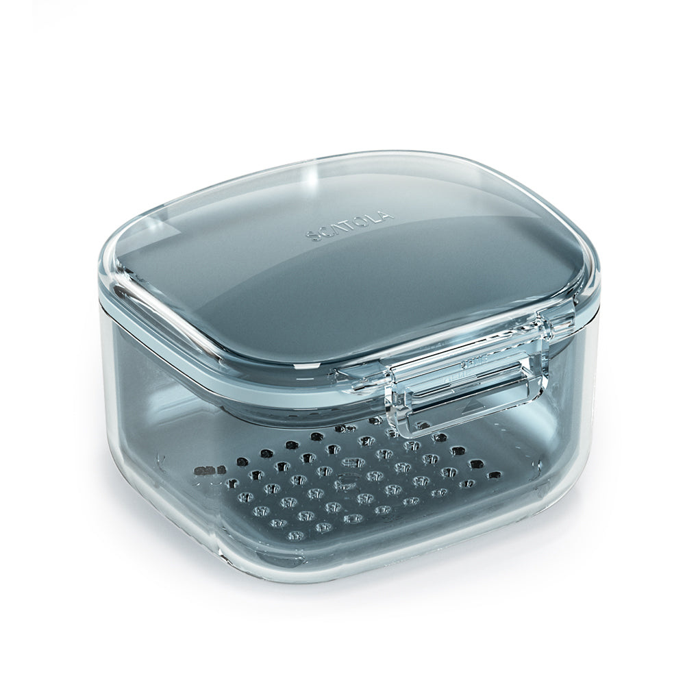 GAONLY Boîte pour appareil de contention, boîte de nettoyage pour appareil de contention, bain unique pour prothèses dentaires avec plateau d’égouttage, adapté aux prothèses dentaires