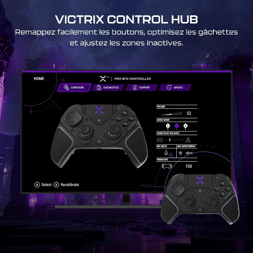 Turtle Beach Victrix Pro BFG Reloaded Manette esport modulaire Sans fil - Sticks Anti-Drift & Module Fightpad 6 boutons - PC, PS5 (Licence officielle PlayStation) - Noir