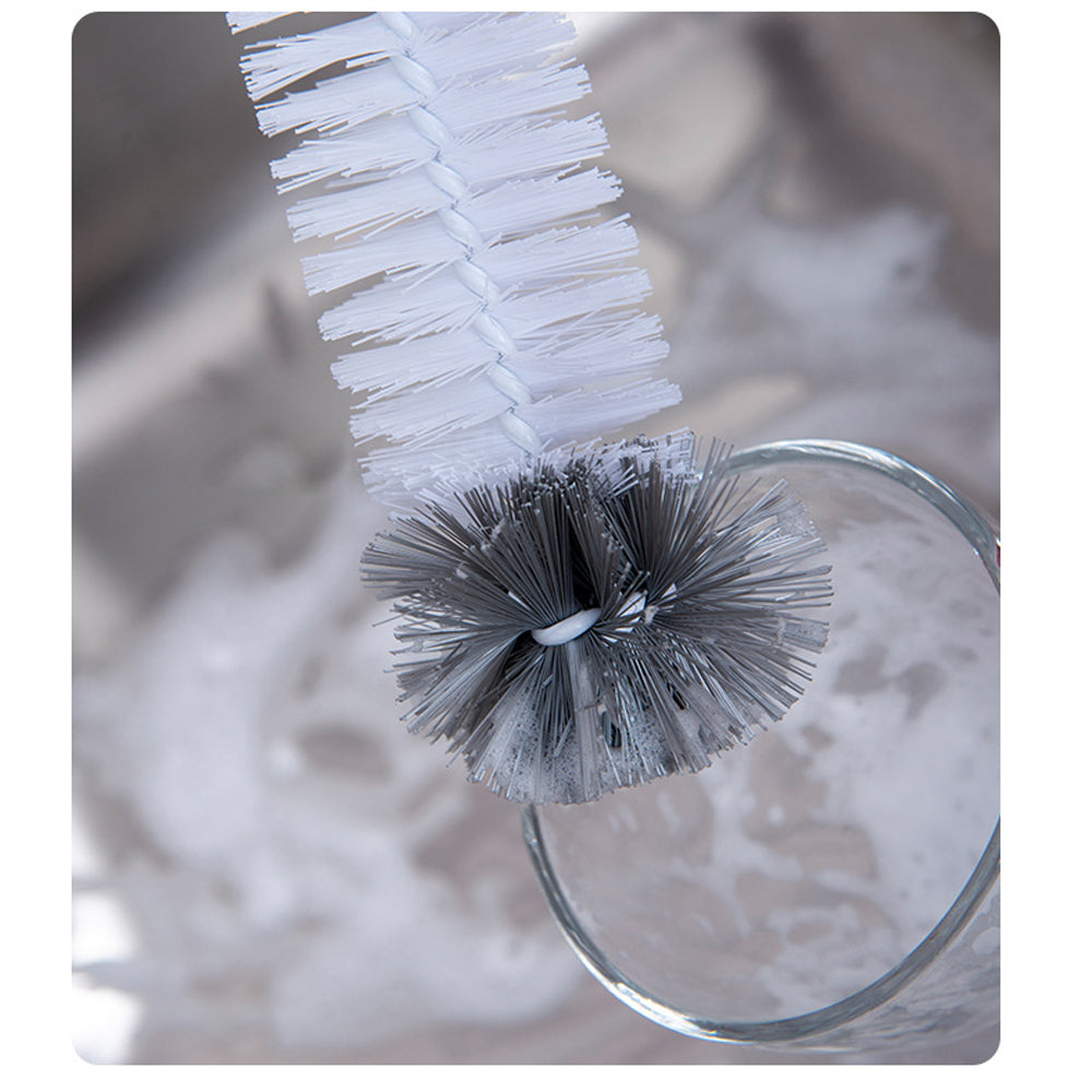 Brosse à bouteille 36 cm bleue, diamètre des poils 21 mm, avec manche en plastique PP