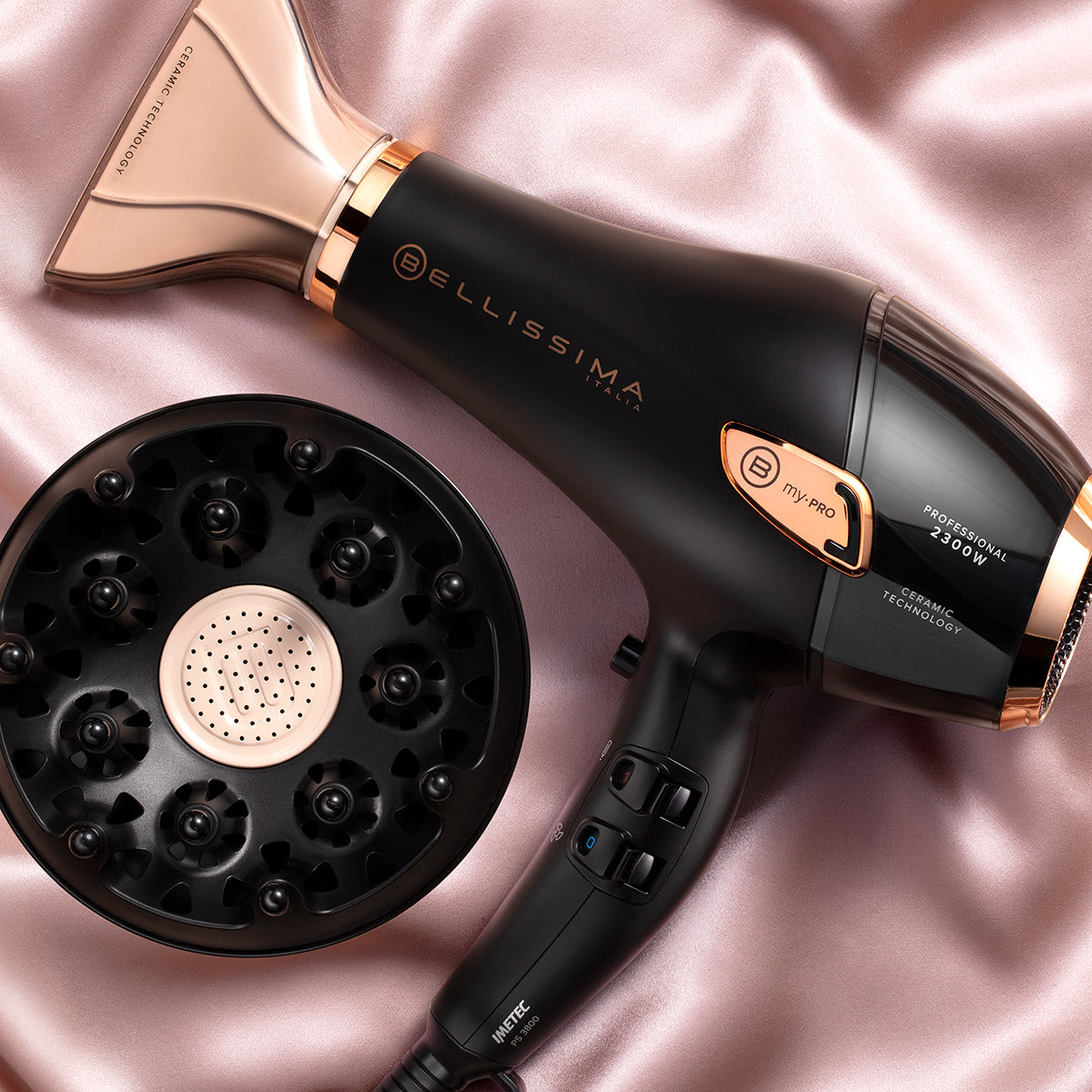 Bellissima P5 3800 Ceramic - Sèche-cheveux professionnel, moteur AC 2300 W, technologie ionique et céramique