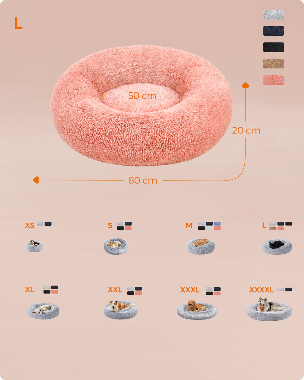 JOYFURNOS Panier pour chien en forme de beignet, Housse amovible et lavable, Rose