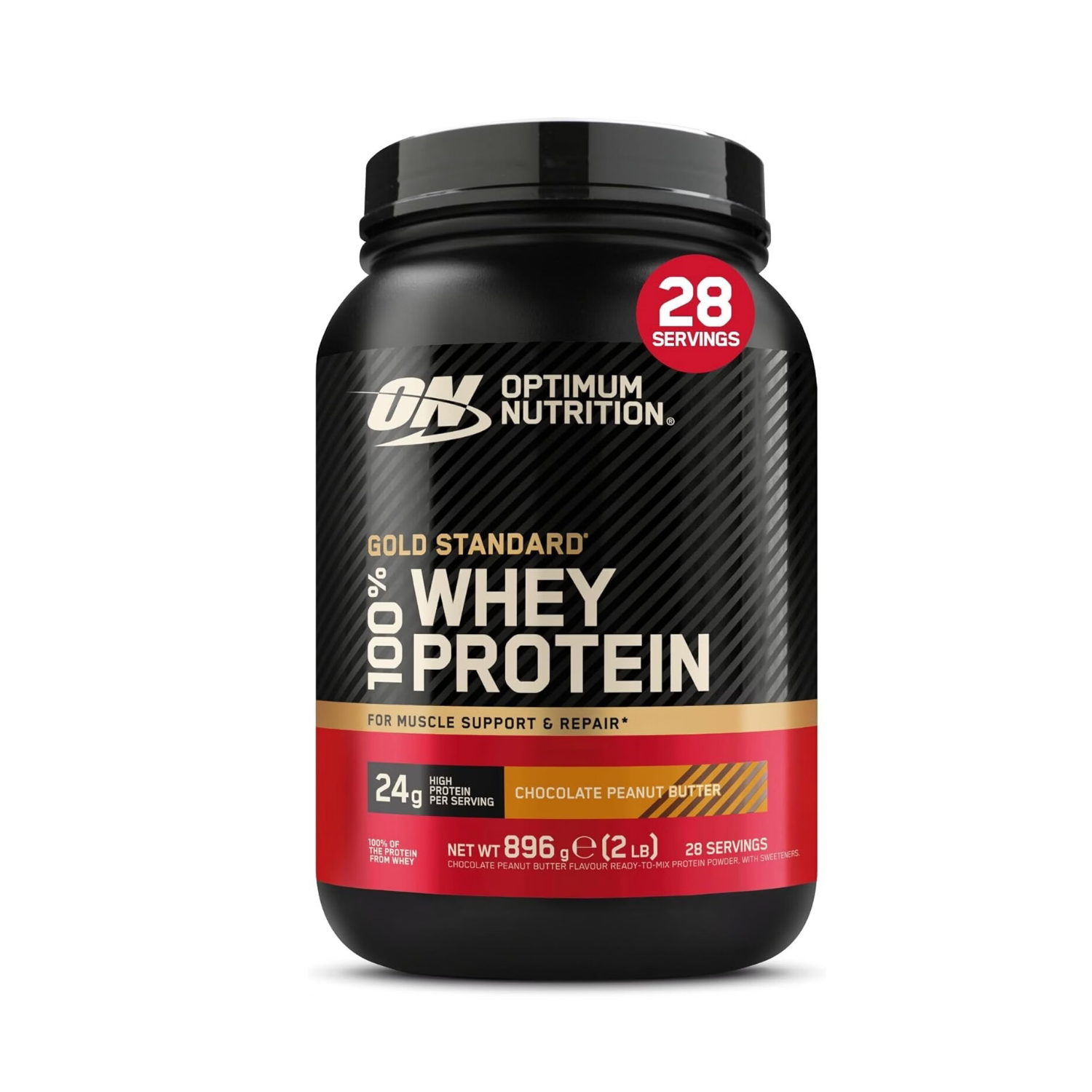 Optimum Nutrition Gold Standard Poudre de protéines de lactosérum 100 %, chocolat beurre de cacahuète 896 g (28 portions)