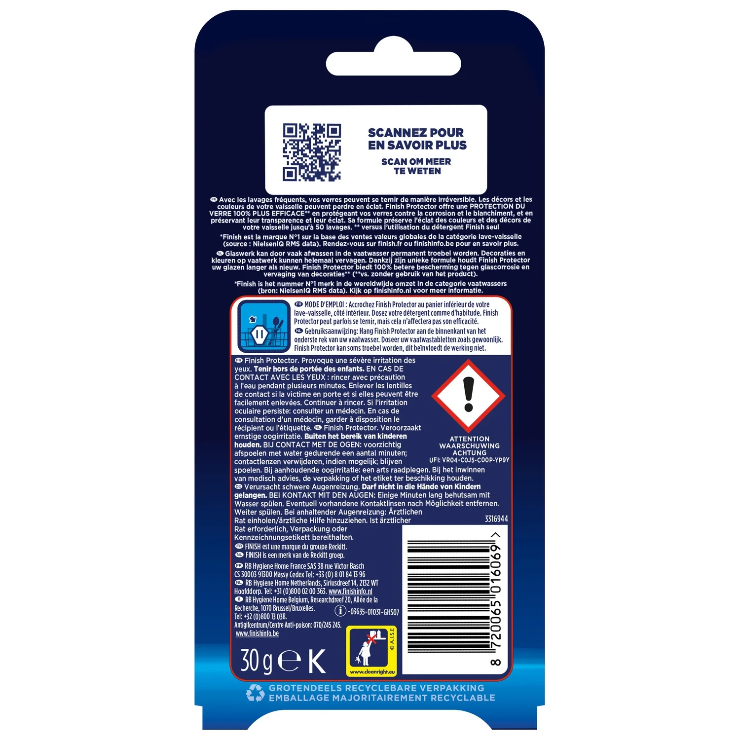 FINISH Protecteur lave-vaisselle verres et vaisselle anti-opacification sans parfum 1 unité