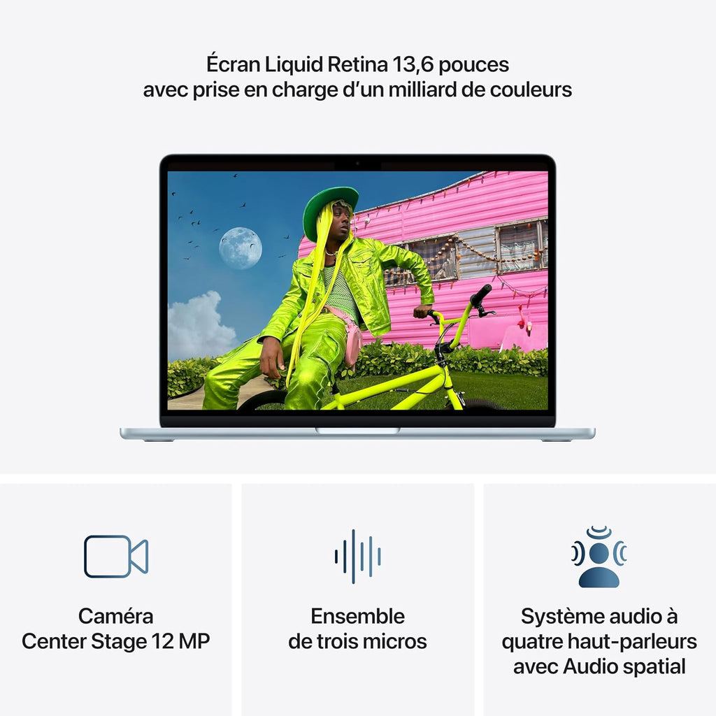 Apple MacBook Air 13 pouces Puce M5 CPU 10 cœurs GPU 10 cœurs 16 Go RAM 1 To SSD Lumière stellaire, AZERTY