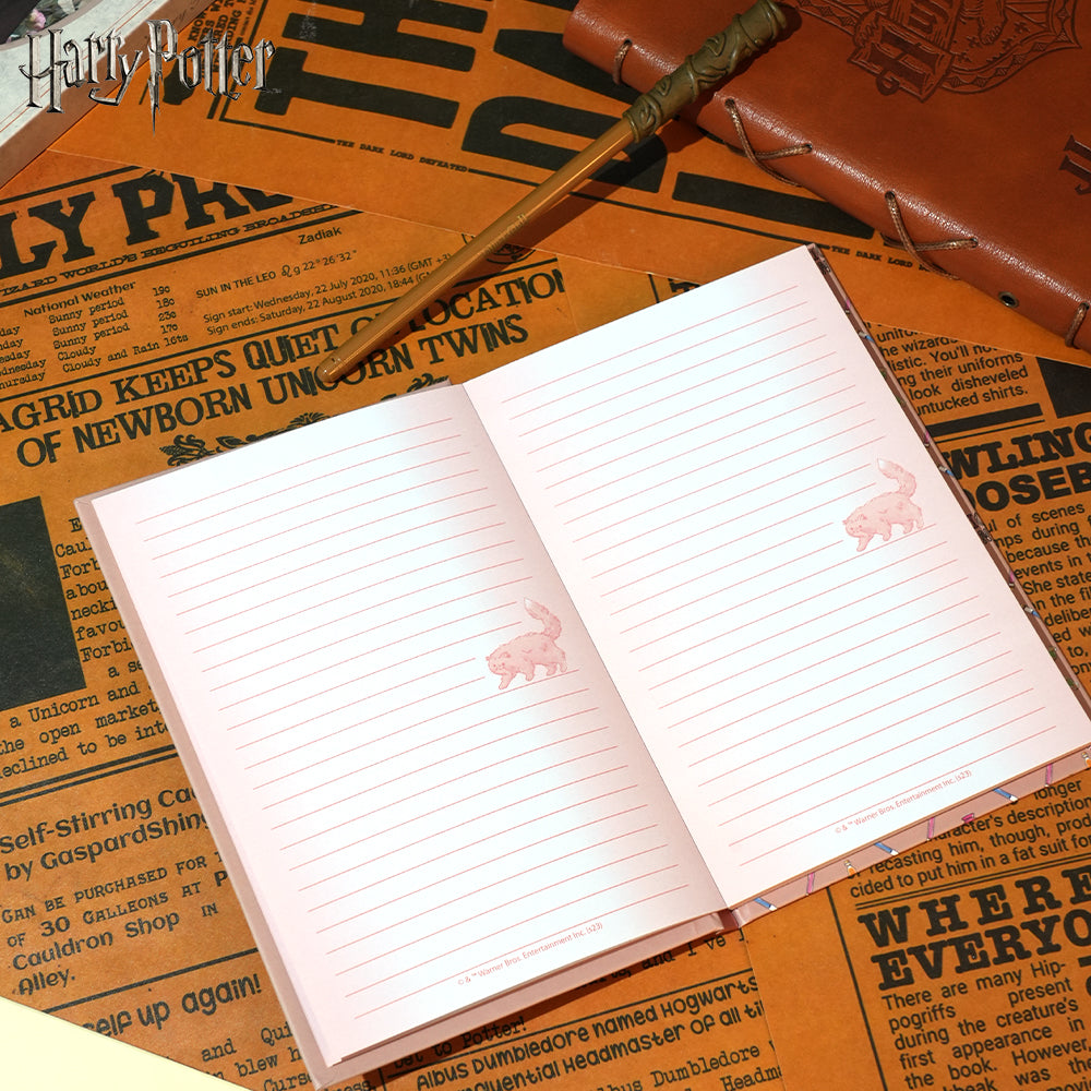 Warner Bros. Lot de 2 pièces Harry Potter Hermione Granger style chibi, ensemble carnet et stylo baguette, papeterie Monde des sorciers sous licence officielle, cadeau collection thématique exclusive