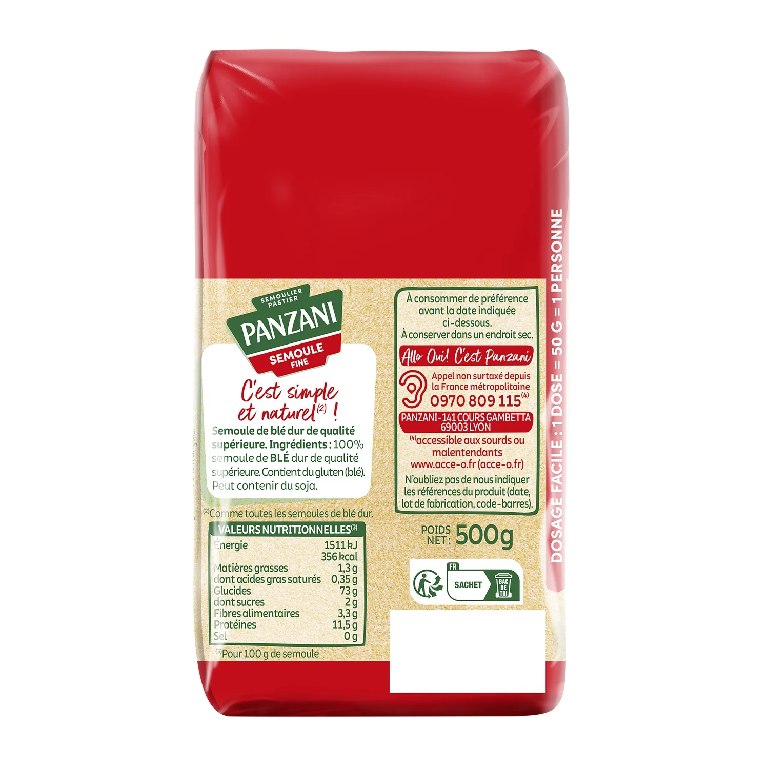 PANZANI Semoule fine - 500 g