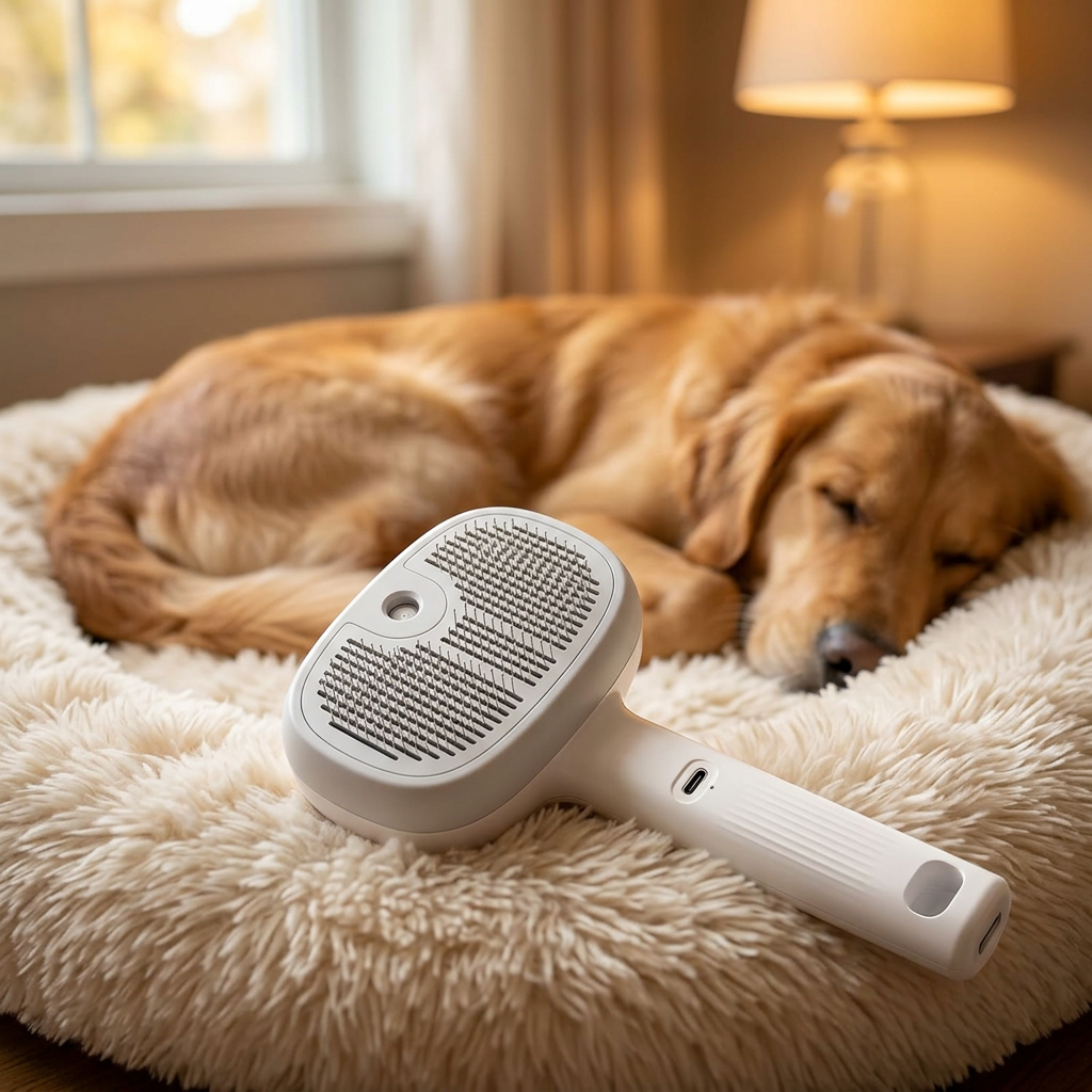 PECUTE Brosse à vaporisation avec réservoir d'eau pour animaux - Blanc