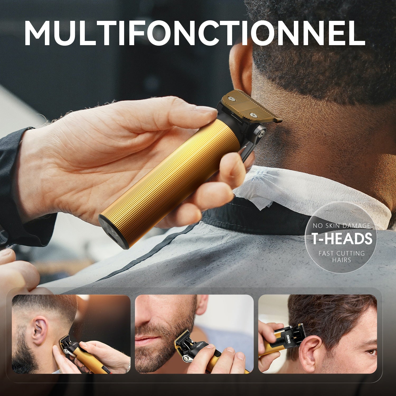 DPS Tondeuse professionnelle pour hommes, modèle 90478, tondeuse électrique sans fil avec écran numérique, moteur puissant de 5 W, batterie 2000 mAh (autonomie 180 min, recharge en 3 h)