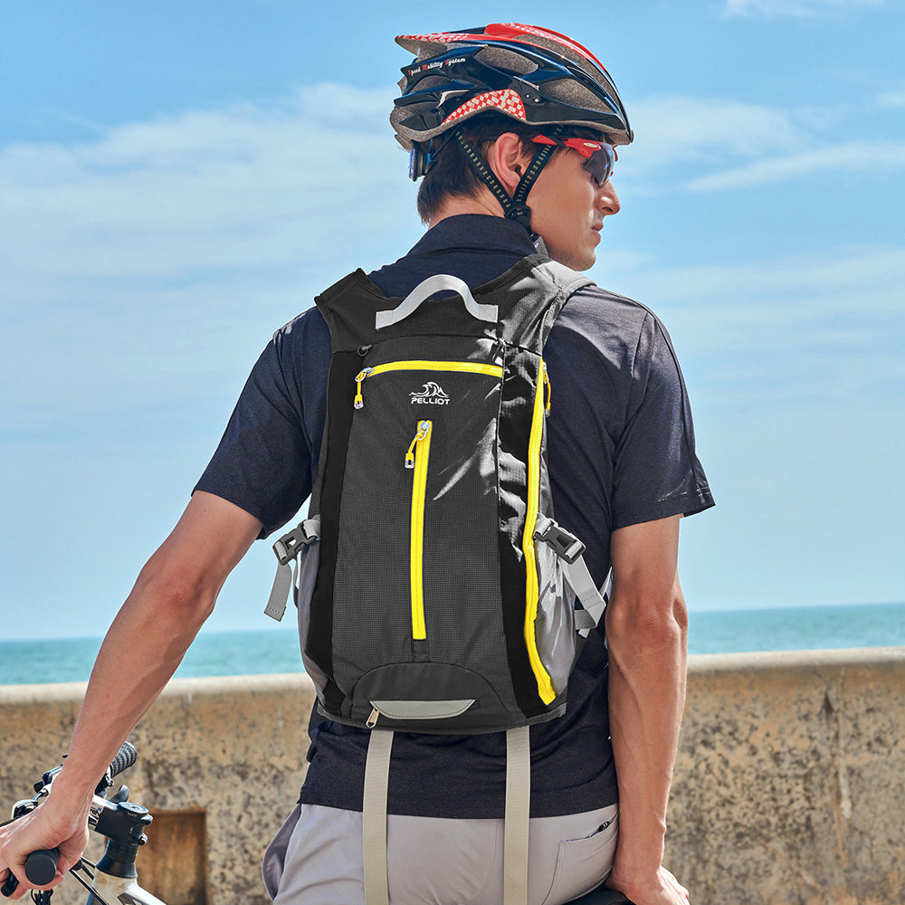 PELLIOT Sac à dos de trail unisexe léger respirant – Design entièrement noir élégant, 20 L