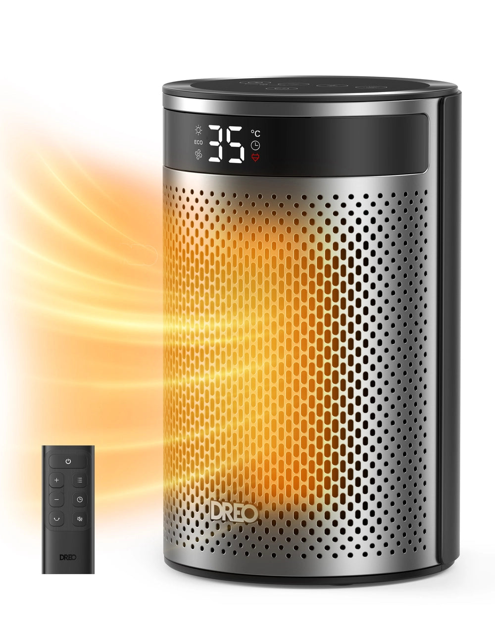 DREO Chauffage d'appoint PTC céramique écoénergétique - 1500 W, 34 dB silencieux, minuterie 12 h, 8 protections de sécurité, télécommande, Atom 416.