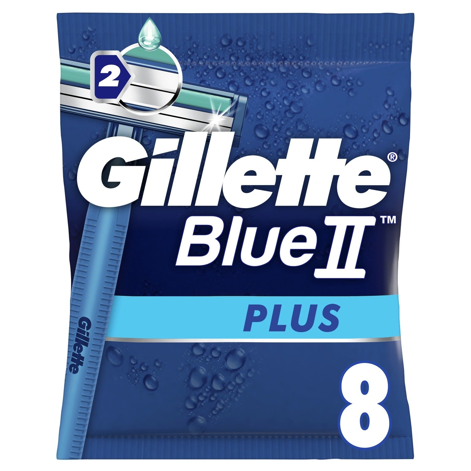 GILLETTE Rasoirs jetables Blue2 Plus x8