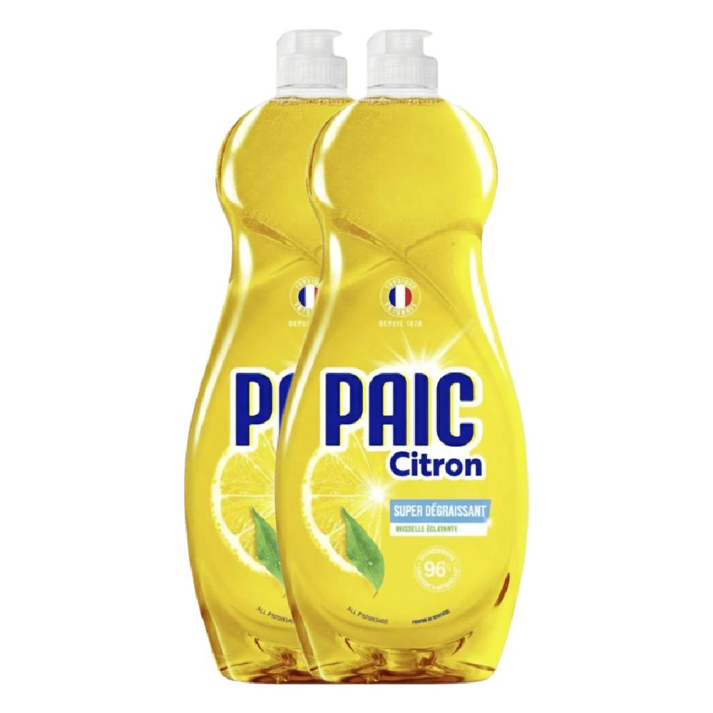 Paic Liquide Vaisselle Super Dégraissant, Citron, 2 x 750 ml (= 1,5 L)