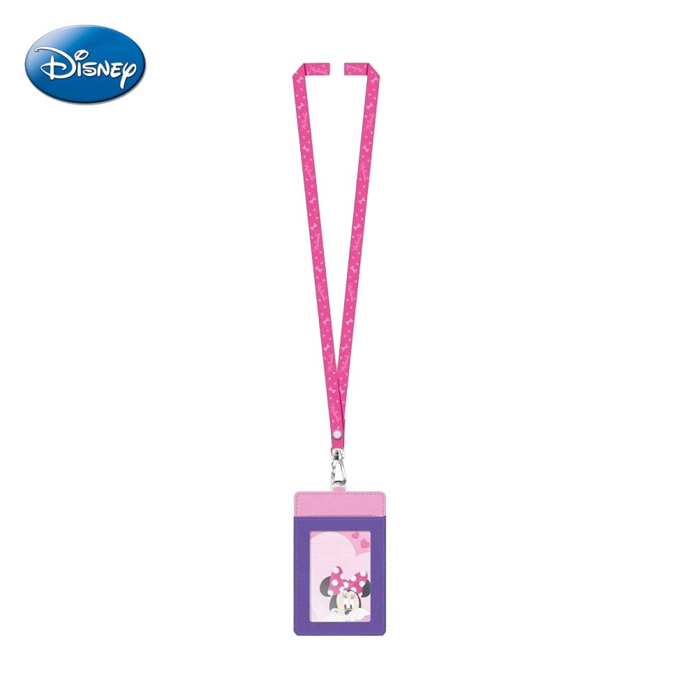 DISNEY 1 pièce Porte-carte tour de cou Minnie Mouse, sous licence officielle, Joli motif à pois, Thème Bonjour, Produit dérivé de films et dessins animés