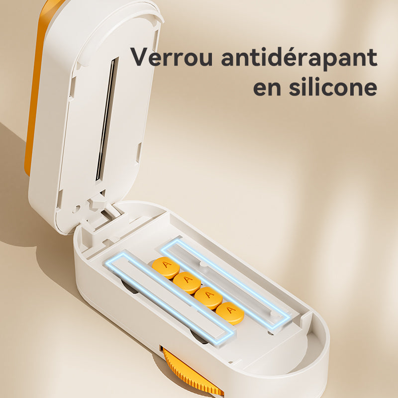 JORDAN&JUDY Coupe-pilules portable, séparateur de comprimés, outil de division de pilules, coupe en quart, coupe en deux, 1 pièce, Orange