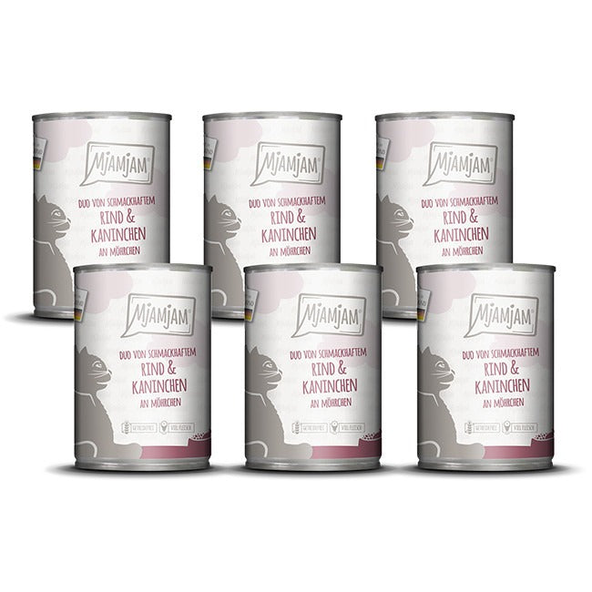 [Peut être servi frais pour l'été] MjAMjAM Duo de nourriture humide pour chat bœuf lapin carotte - 400 g x 6