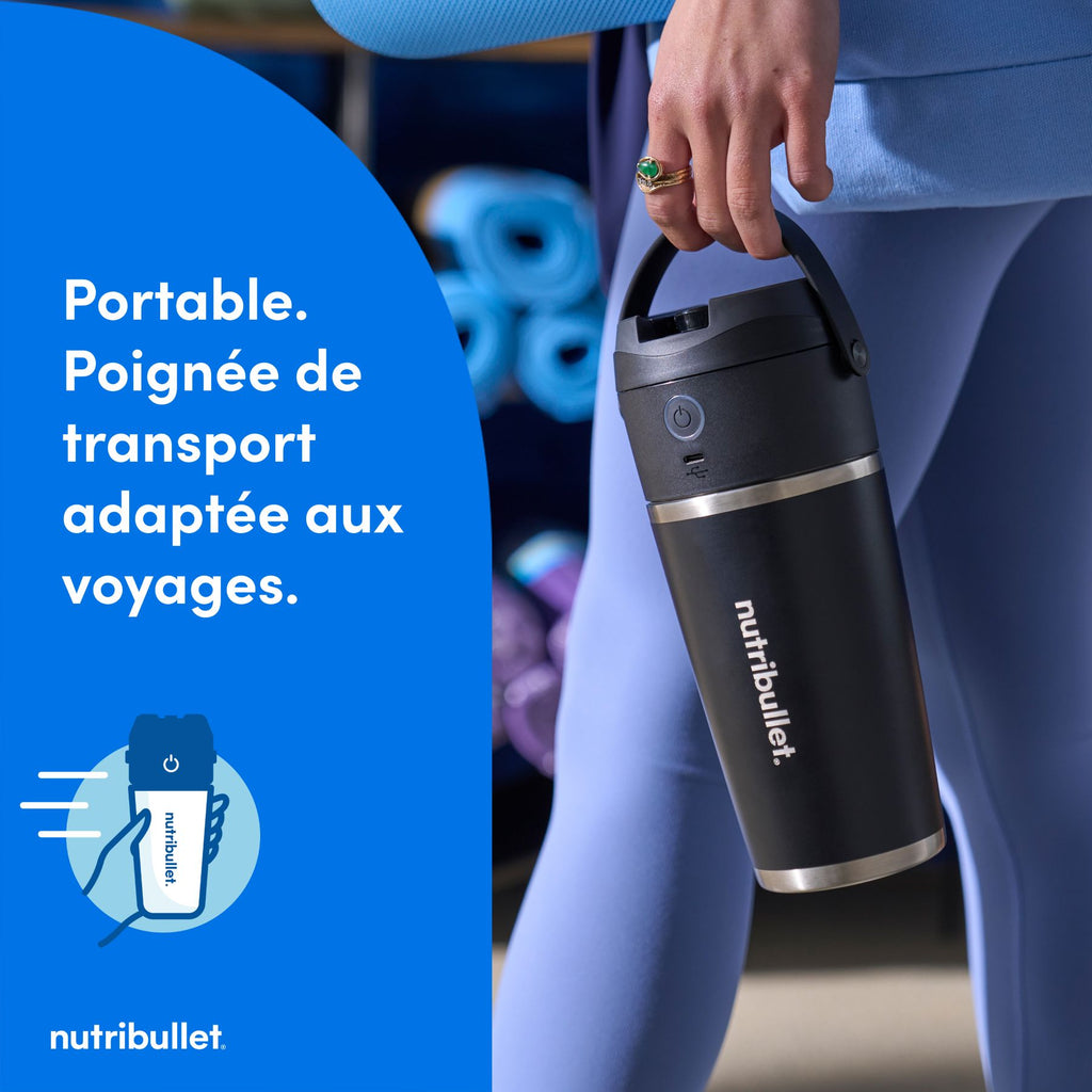 nutribullet Flip, Blender portable avec gobelet isotherme 590 ml, NBP016B, Noir