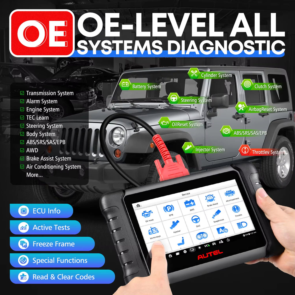 Autel MaxiCheck MX808S Scanner OBD2 bidirectionnel, outil de diagnostic et contrôle avec 28+ services, diagnostic complet de tous les systèmes, compatible avec MK808S et MK808