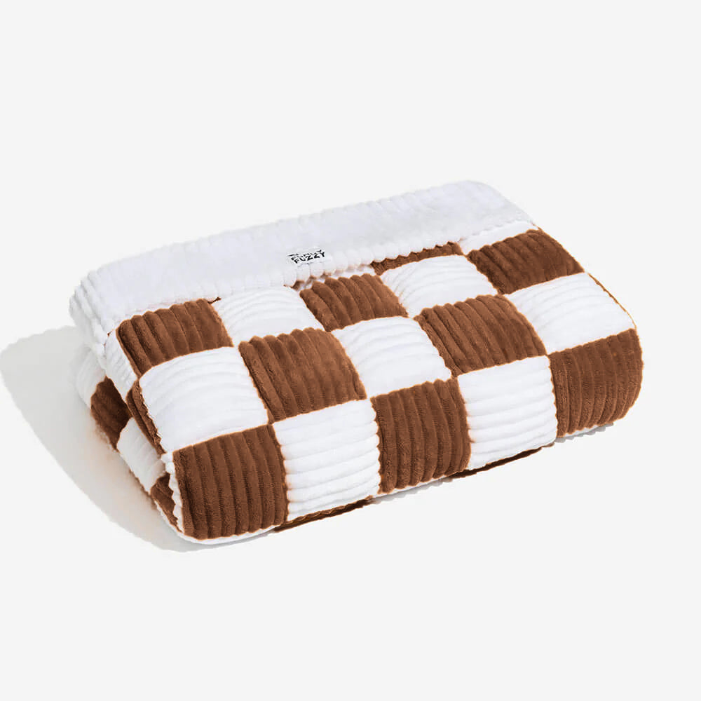 FUNNYFUZZY Tapis protecteur pour chien à motif carreaux crème et marron - Taille S