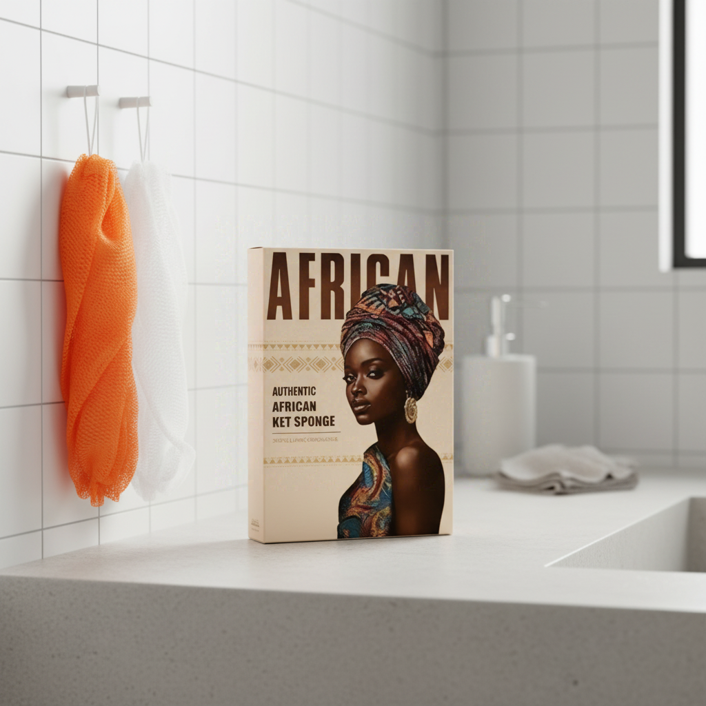GÉNÉRIQUE - Kit d'éponge à filet africain orange avec cordon - 90 g