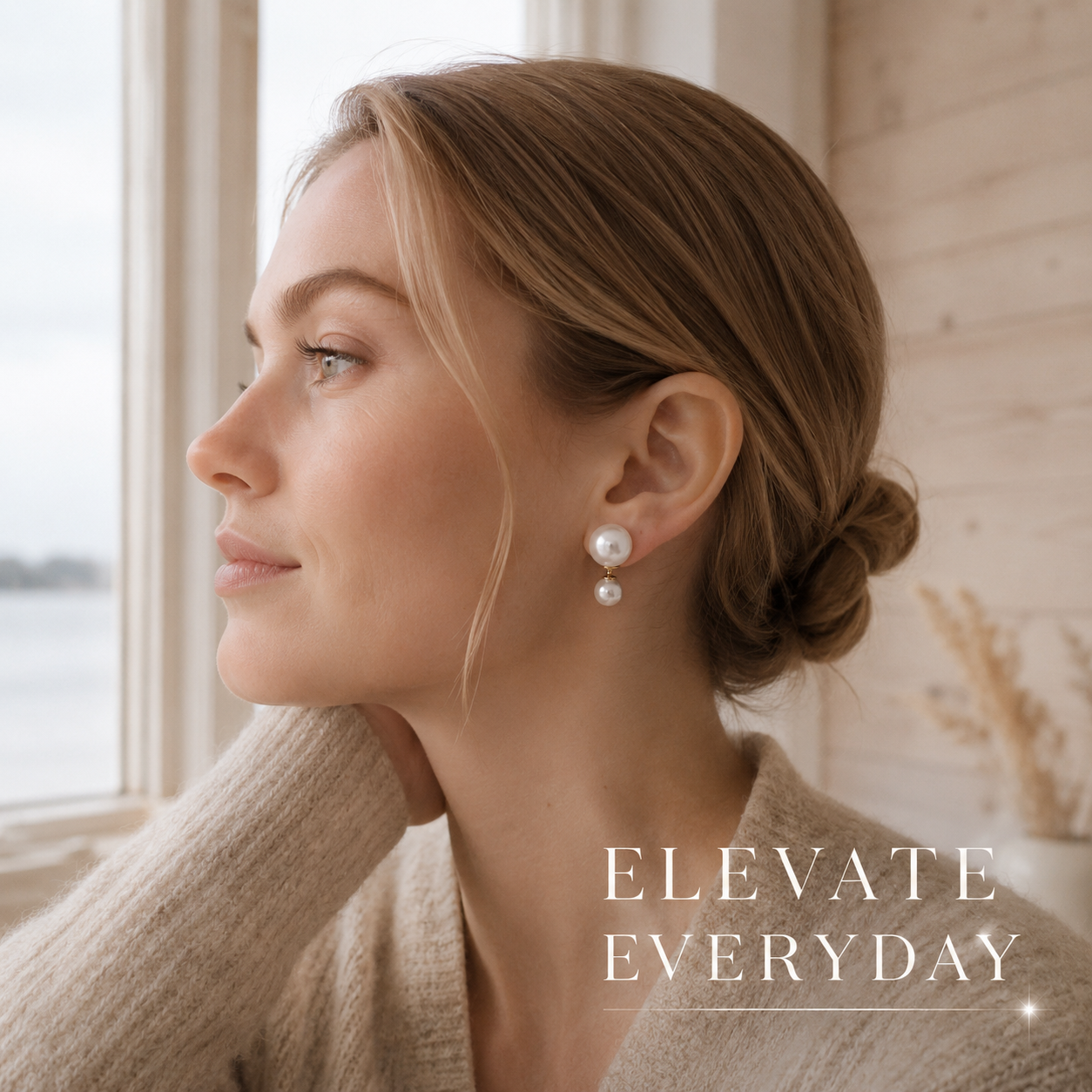 VoxorAI Boucles d'oreilles australiennes classiques à double perle blanche style double, puces d'oreilles, boucles d'oreilles pendantes, bijou de luxe haut de gamme