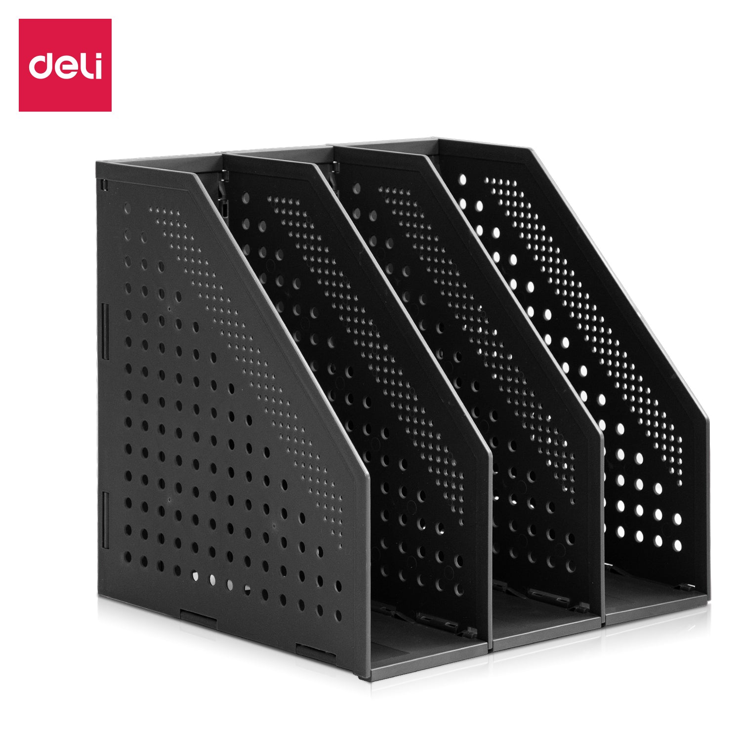 Deli Organisateur de dossiers à trois volets, rangement de bureau, gris foncé, 1 unité