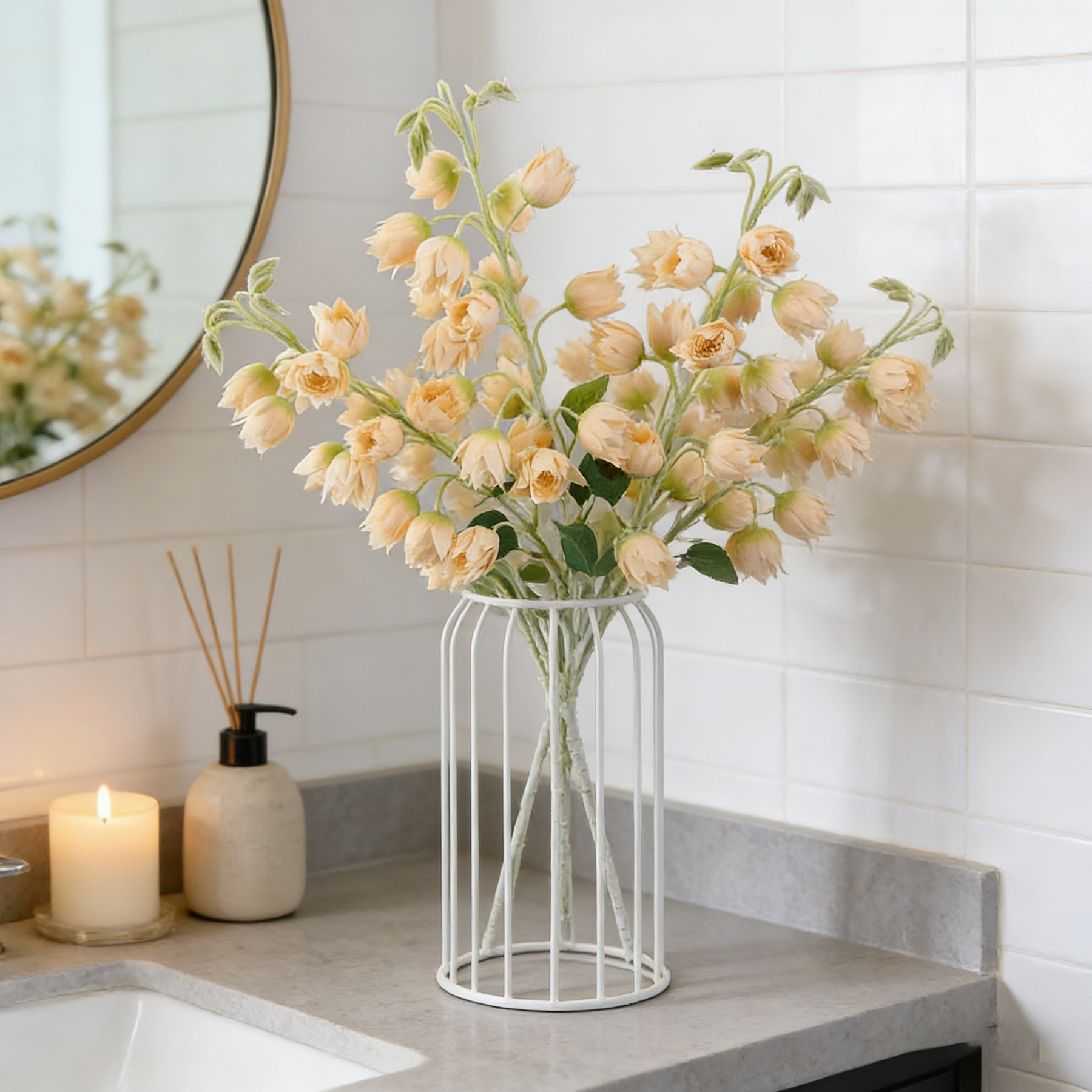 Yuejia 3 pcs 33 in/84 cm fleur en soie campanule artificielle plantes fausses d'extérieur fleur en fausse soie