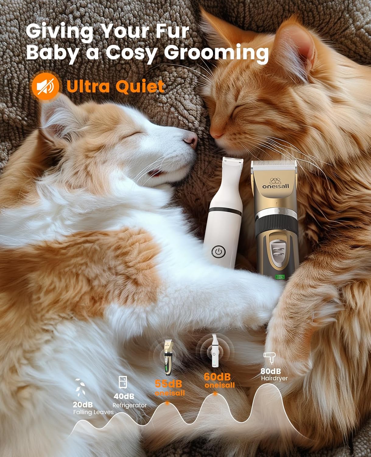Oneisall tondeuse sans fil multifonctions pour animaux X2 + N5