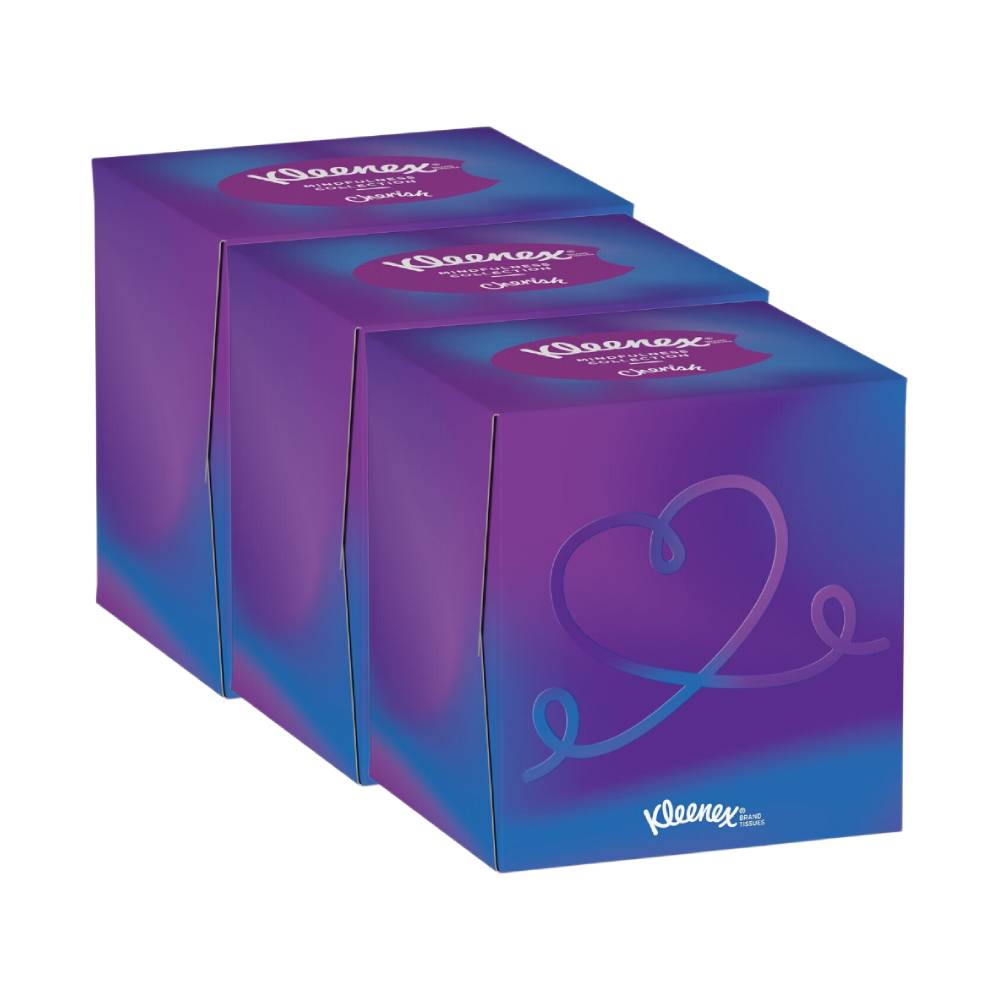 Kleenex Collection Mouchoirs en Papier Boîte Cubique Décorative 3 Épaisseurs, 3 Boîtes, 144 Mouchoirs (3 Paquets de 1)