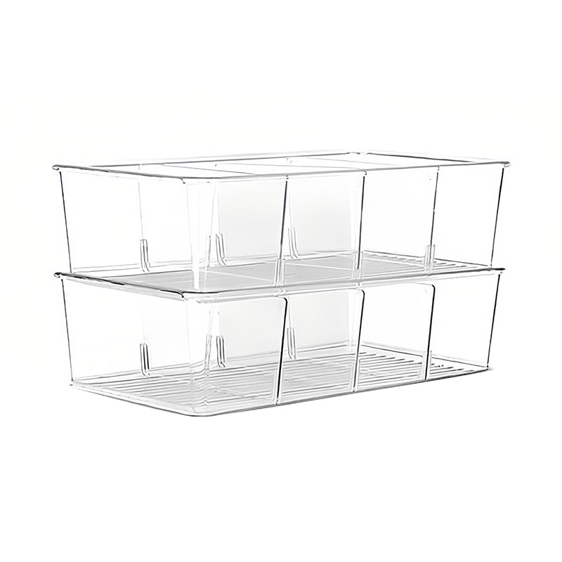 JORDAN&JUDY Boîte de rangement compartimentée en matériau PET, transparente, organiseur de bureau pour snacks, café et sachets de thé, 26,5 x 15,3 x 8,9 cm, lot de 2