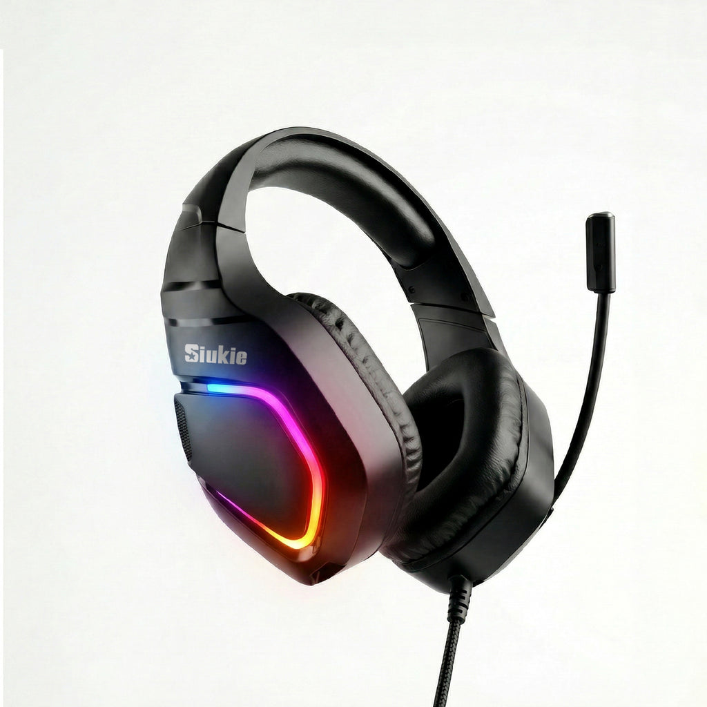 Casque de jeu filaire Siukie H100 avec prises USB et 3,5 mm, RGB